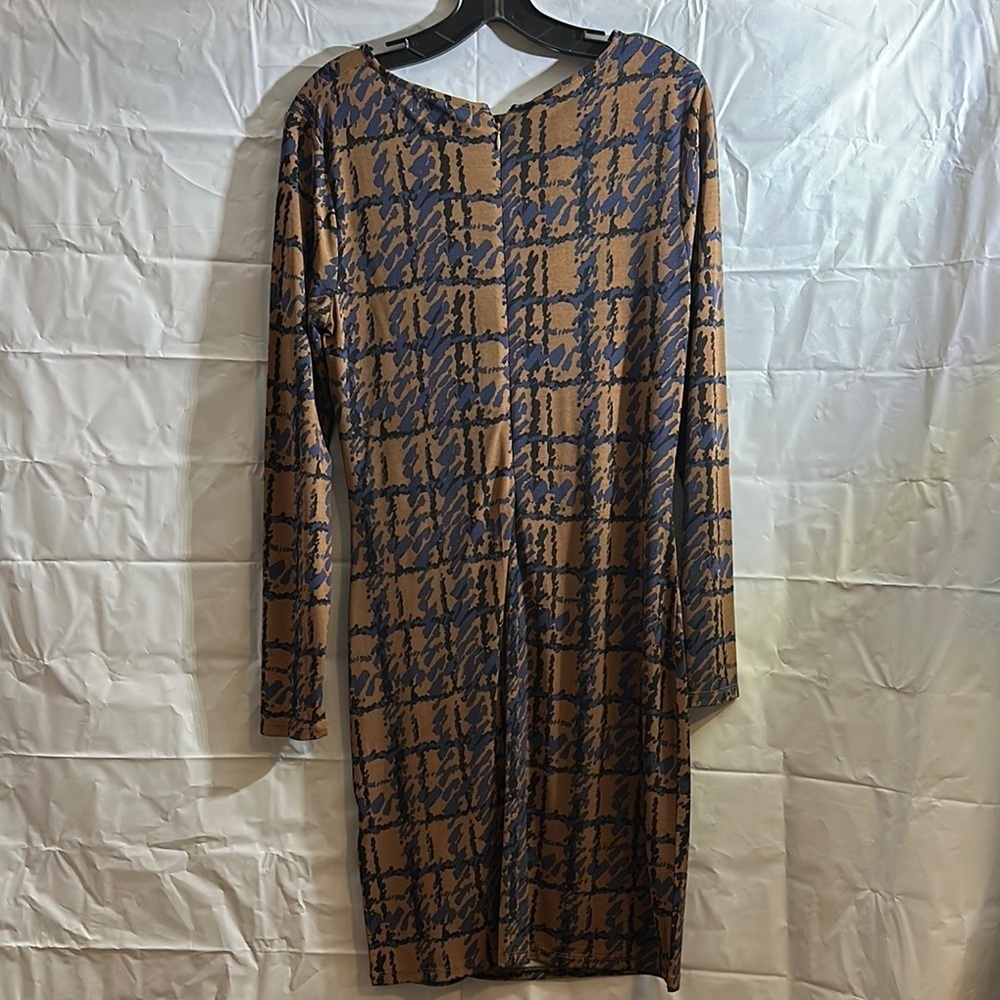 Michael Kors Blue and Brown Ruched Dress size medium - Picture 4 of 5